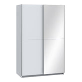 Babetta Matt White and Mirrored Sliding Doors Wardrobe